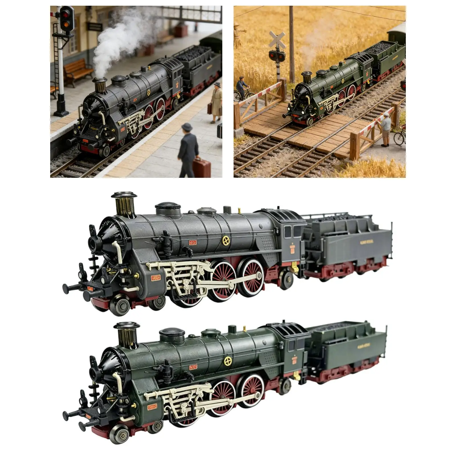 Tren Eléctrico de Juguete, Locomotora de Aleación con Motor Móvil, Luces de Humo y Sonidos para Niños y Niñas, Regalo de Navidad