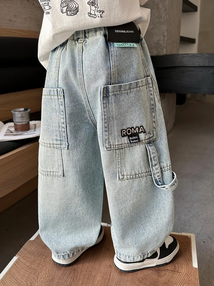 2-8Years High Quality Baby Boys Jeans for Boys Casual Loose Trousers Spring Autumn Children's Big Pocket Denim Pants