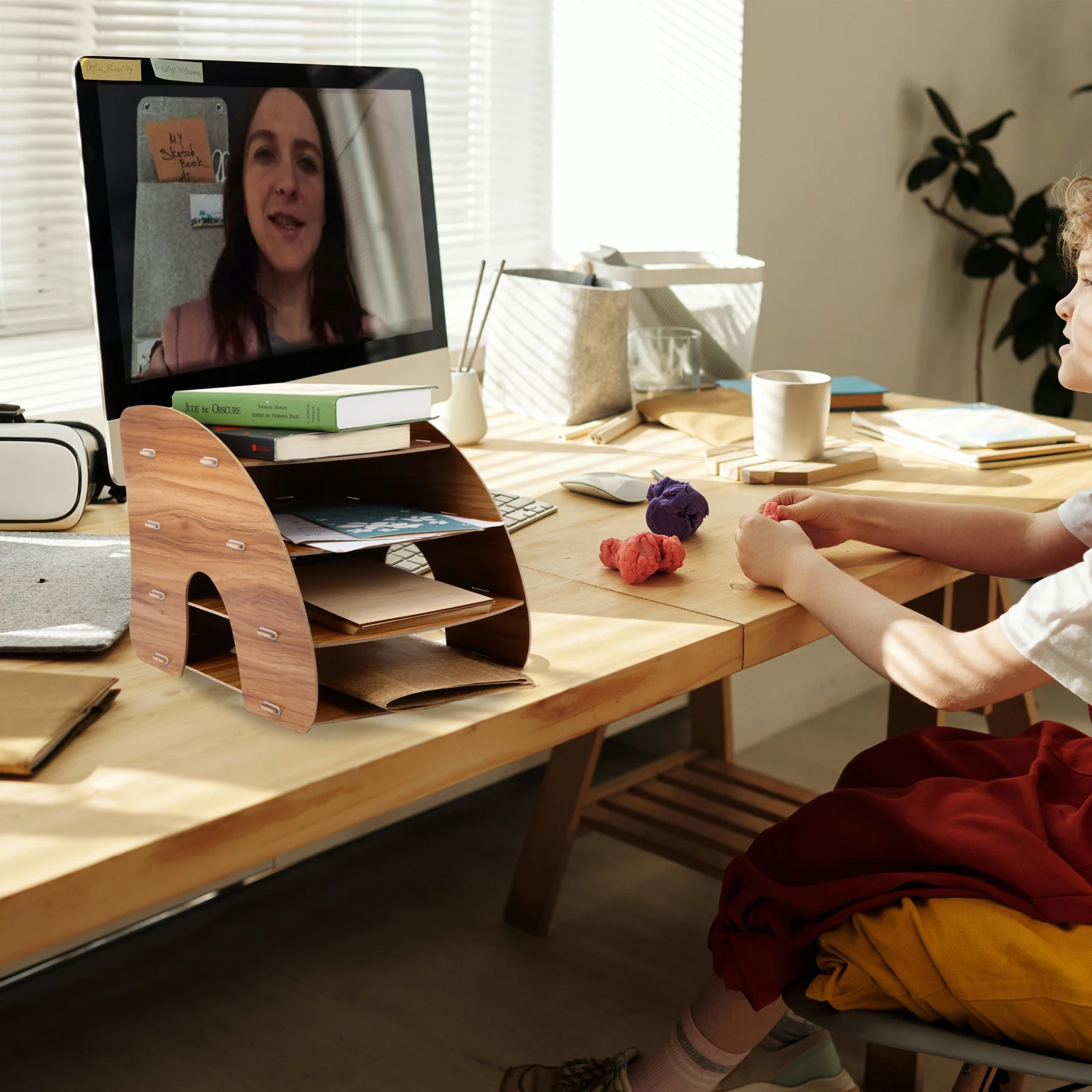 منظم الملفات الخشبي، رف تخزين متعدد الطبقات، منظم مكتب، تصميم حديث، مقاومة للتآكل على السطح الأملس #1