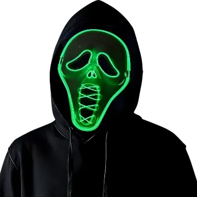 Halloween LED Ghost Scream Masker Lichtgevende Scream Scary 3 Modi, Vermomming Kostuum Carnaval Bal Horror Cosplay Neon