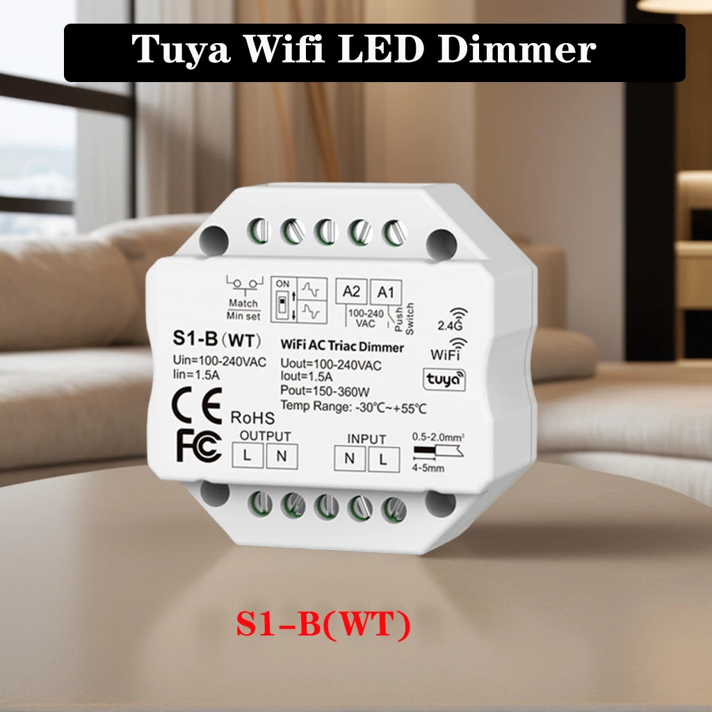 Skydance S1-B(WT) Tuya Wifi LED-dimmer 2.4G RF draadloze afstandsbediening R11/RT6/R1-1-W