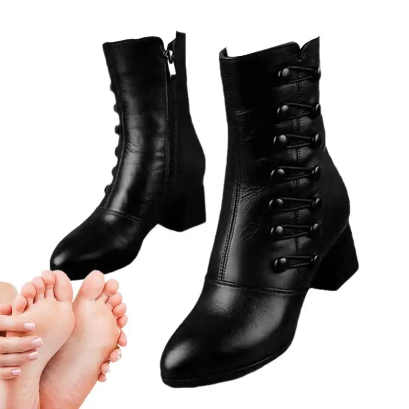 Modne buty dla kobiet PU Leather Soft Faux Plush Lining Mid Calf Boots Warm Women Boot Gift For Family Friends Colleagues