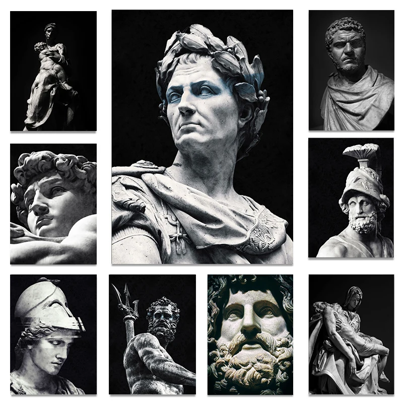 Modern Marble Sculpture Posters David Caracalla Nile God Moses Pain Wall Art Painting and Prints Canvas Picture Home Decor