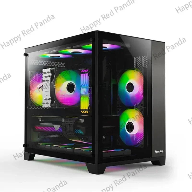 S920 S980 Sea View Room Desktop Computer Tempered Glass Side Transparent Game Case Black and White