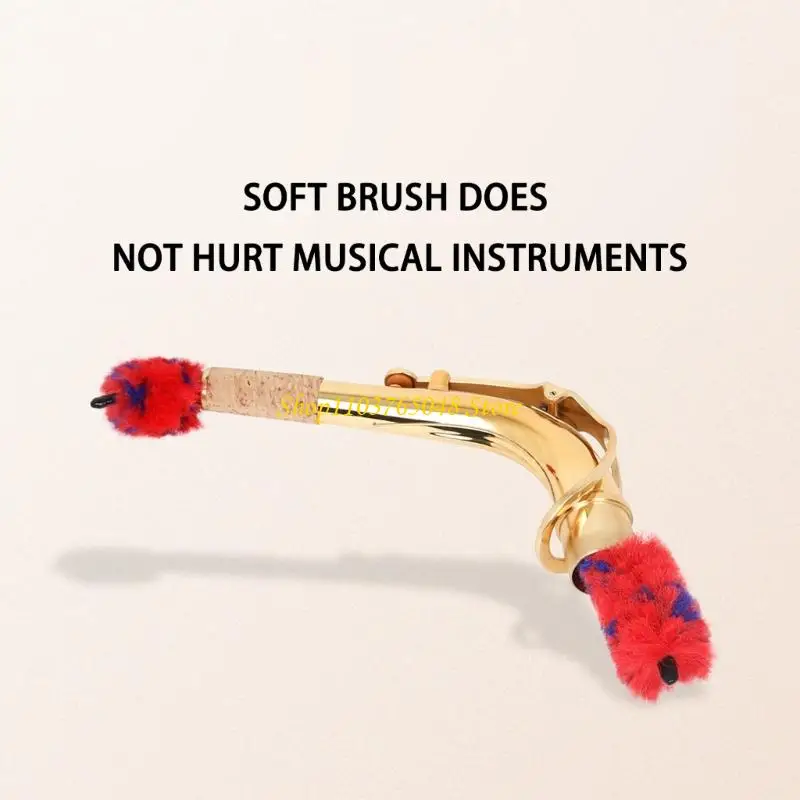 R53E Flexible Saxophone Neck Brush Built in Wire Bendable Nylon Texture for All Sax Types Easy Internal Cleaning Accessory