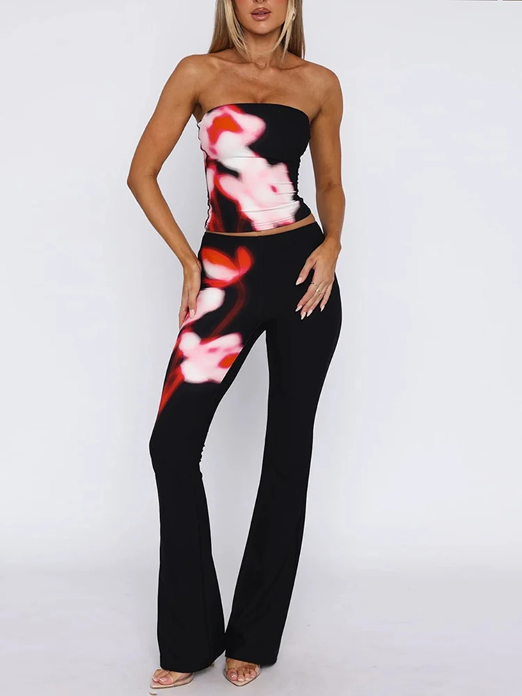 

Sisterlinda весенний выпуск модный сексуальный уличный брючный костюм для отдыха K25S73504 комплект брюк с открытой спиной и принтом для девочек