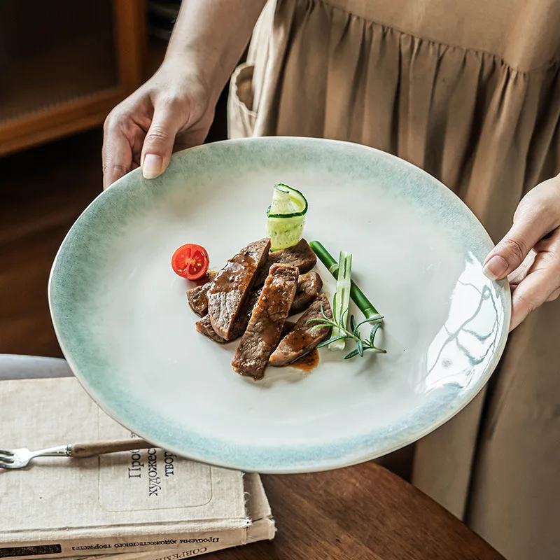 

Stylish Gradient Steak Plate Irregular Ceramic Dish for Pasta Western Dining Tableware