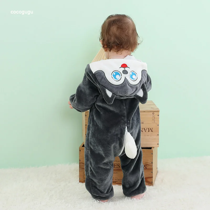 Husky Romper Baby Boy Girl Pajama Newborn Bebe Clothes Cute Bodysuits Flannel Warm One-piece Winter Halloween Animal Outfit