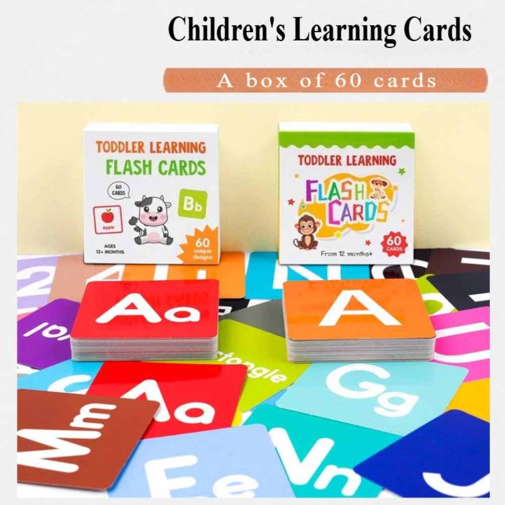 Cognitive Card Children's English Flash Card Letter Shape Animal Learning Puzzle 60 Cognitive Enlightenment Early Education Card