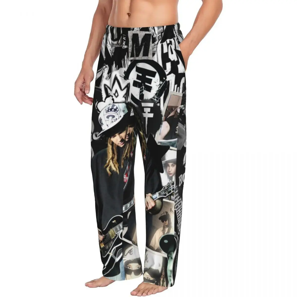 

Custom Tokio Hotel Tom Kaulitz Music Band Men Pajama Pants Lounge Sleep Sleepwear Bottoms with Pockets