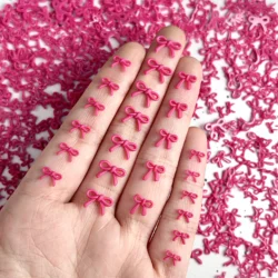 50Pcs Mini Adorable Line Bowknots Resin Nail Art Decorations Minimalist Rose Pink Bows Nail Charms Accessories DIY Earring Nails