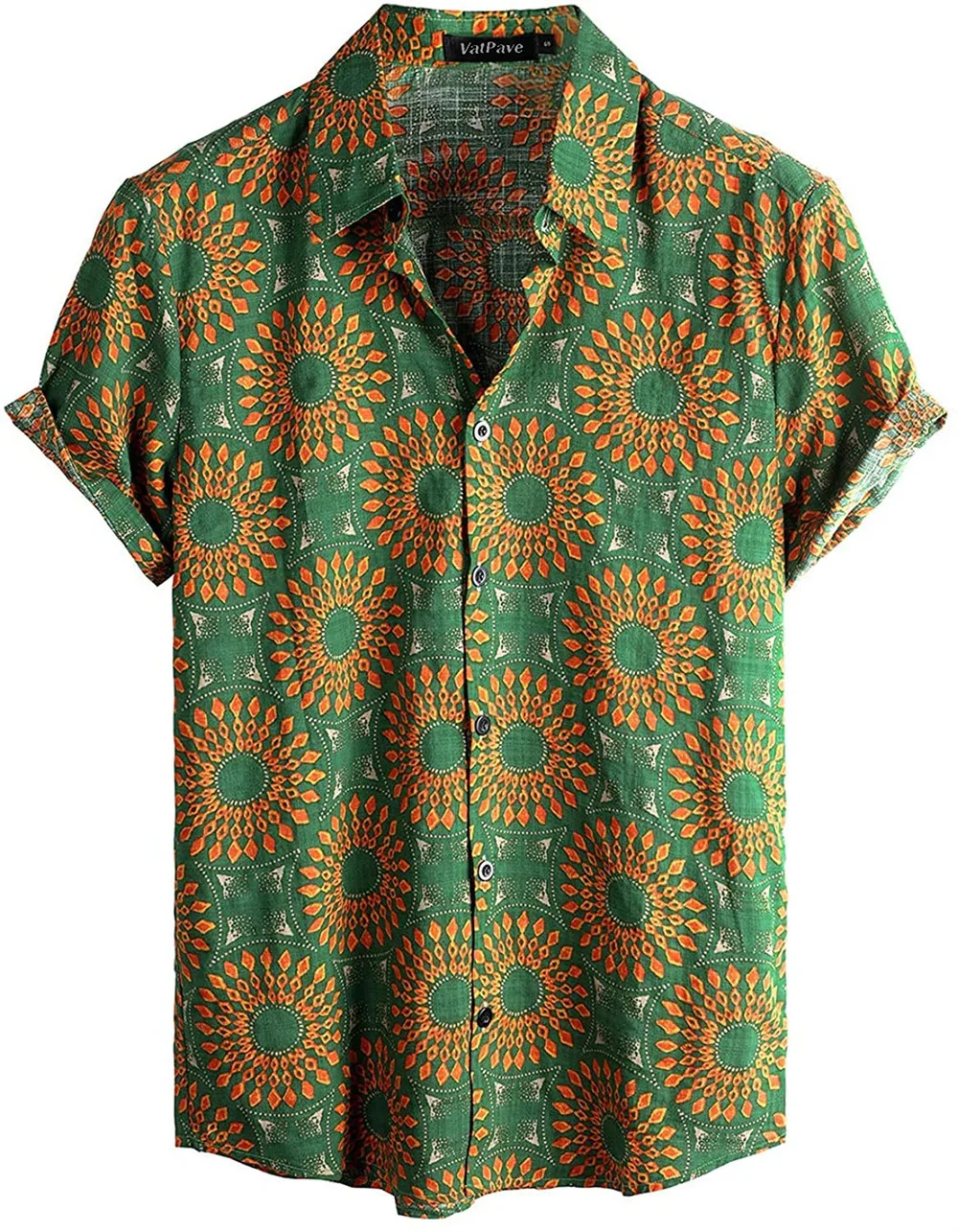 

Mens Hawaiian Printed Short Sleeve Shirt Summer Casual Beach Vacation Tropical Button Down Top Lightweight Breathable Tee