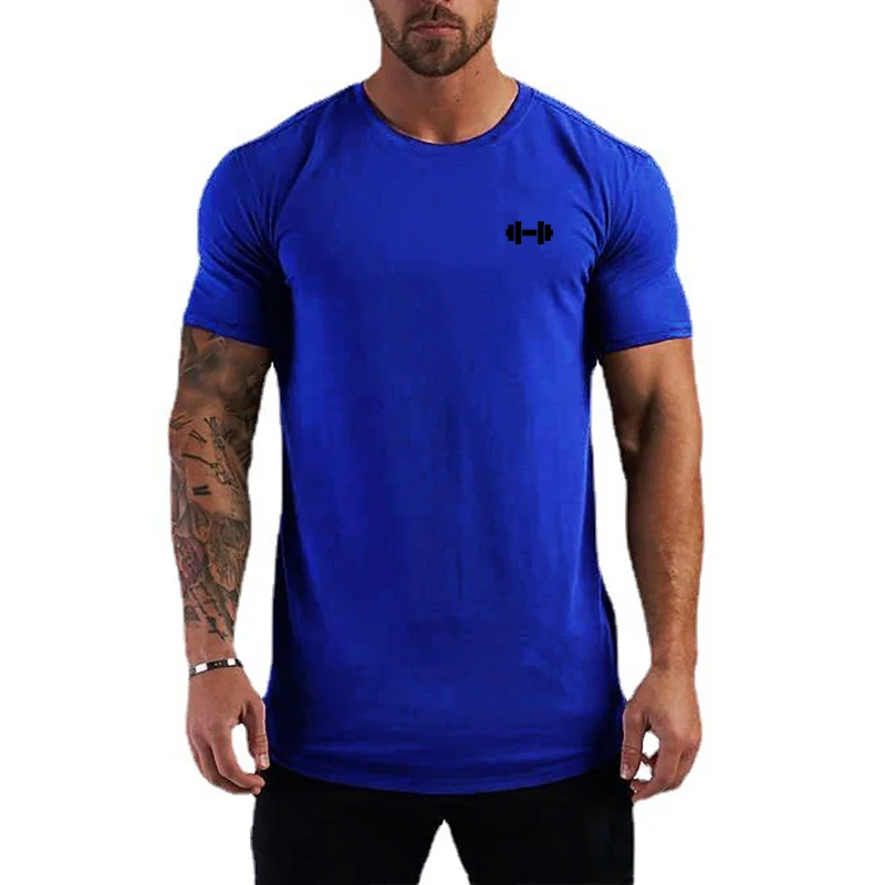 Summer Running T-shirts Cotton Breathable Sports Short Sleeve Clothing Mens Workout Muscle Tees Gym Fitness Bodybuilding Shirts image 5