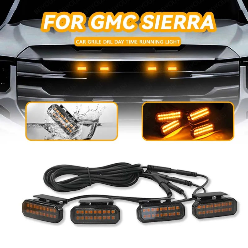 

Светодиодный передний светильник на решетке для GMC SIERRA, автомобильный дневной ходовой фонарь, лампа для бровей для пикапа, внедорожника, 12 В