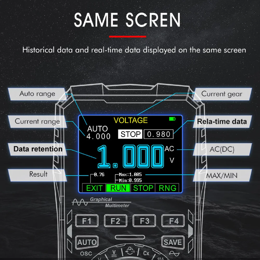 ET2010A 2-in-1 Oscilloscope and Multimeter with 2.4-inch Display 1MHz BW 2.5Msps Sampling Rate Diode and Continuity Testing