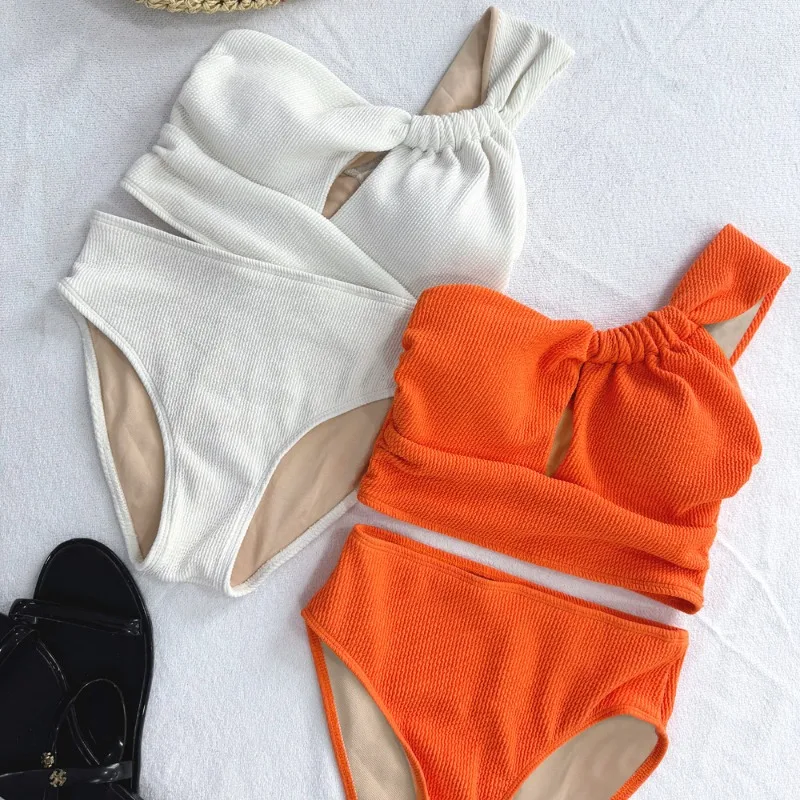 One Shoulder Bikini Women 2025 High Waist Two-Piece Swimsuit Push Up Micro Bikini Swimwear Beachwear Female Special Fabrics