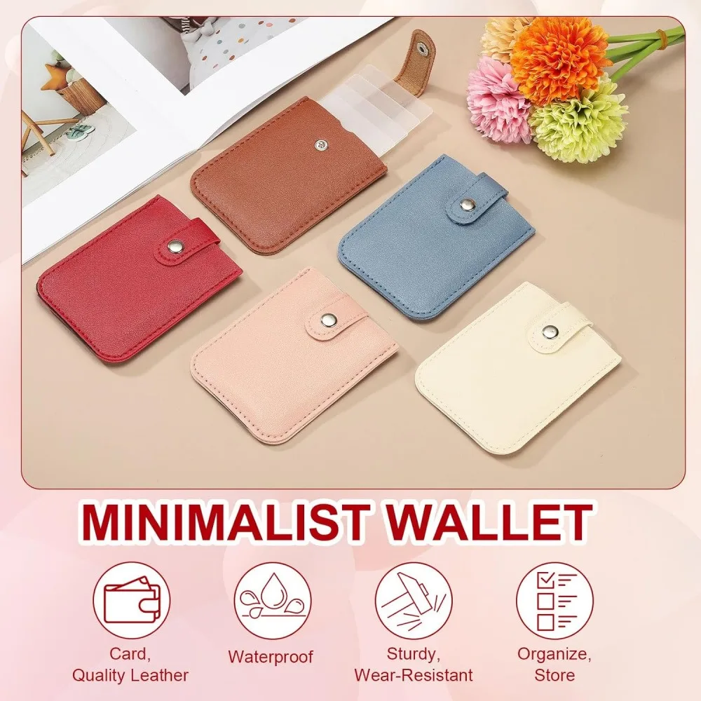 2 Pack Pull Tab Multi Slots Card Holder, Large Capacity PU Leather Credit Card Wallet, Snap Button Pull Out Design ID Debit Card Protector for Men Women Travel Daily Gift view 3