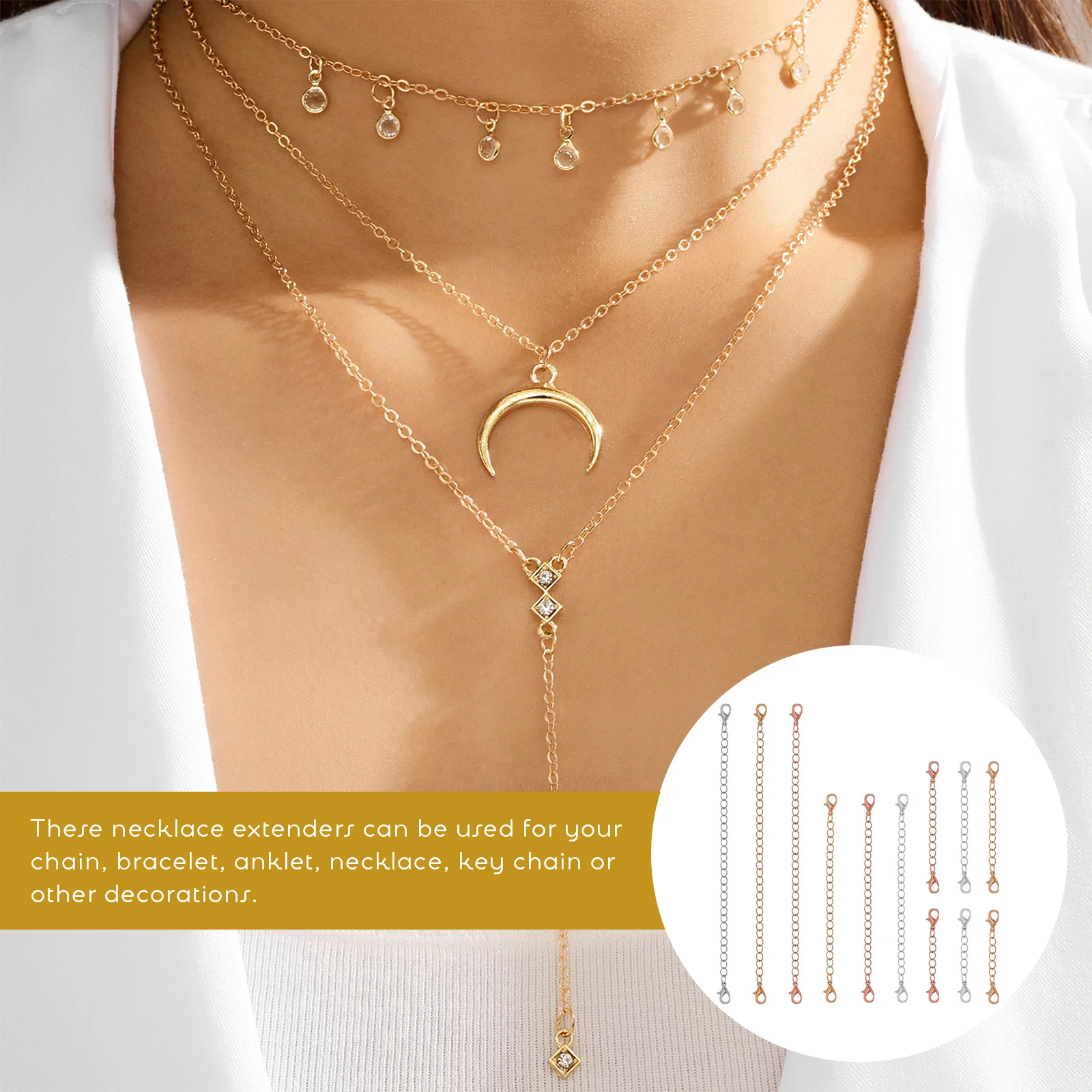 

12Pcs Necklace Bracelet Extenders Jewelry Making DIY Chains Strong Functional Combinations Possible Unique Gifts