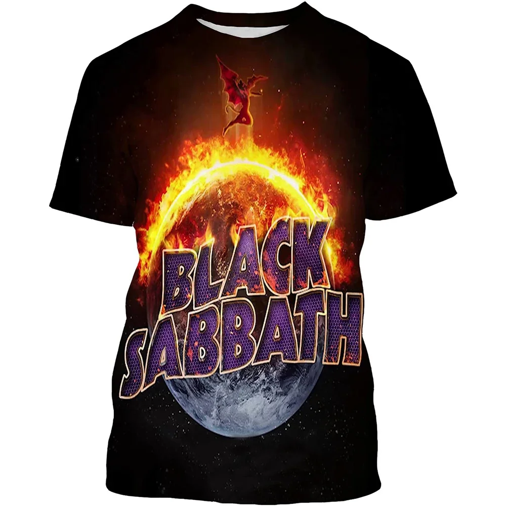 2026 Summer New Fashionable Black Sabbath Men's 3D Printed T-shirt Hip Hop Casual Cool Short Sleeve Fashion