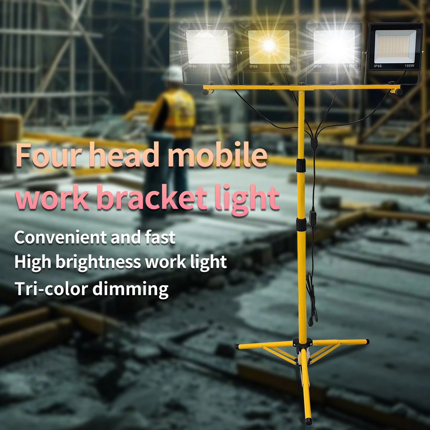 40000 Lumen Portable LED Work Lights with Adjustable Stand Telescoping Tripod Outdoor Light Ultra High Brightness Flood Light