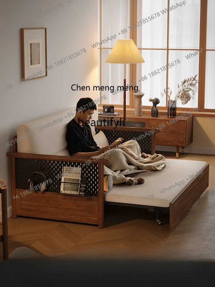 

ss7304 Living Room Simple Multi-Functional Pull-out Telescopic Bed for Folding Two Solid Wood Sofa Beds