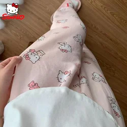 Sanrio Pants Hello Kitty Cute Girl Cartoon Kawaii Summer Loose Large Pants Anime Sleepy Pants Birthday Gift