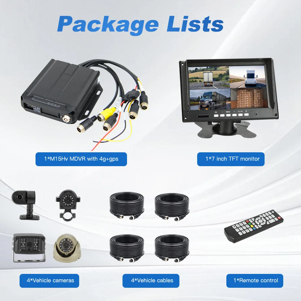 Mini 1080P Ahd 4ch Car Dvr Vehicle Security Tracking Vehicle Recording CMSV6 FHD Analog Remote Monitoring Mobile Mdvr view 4