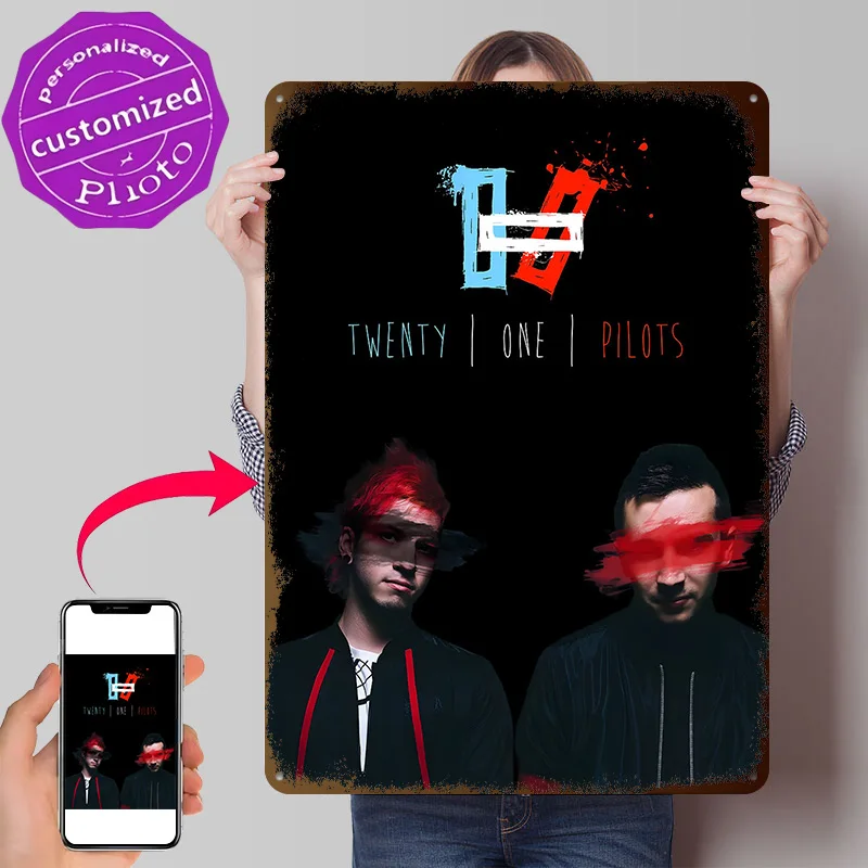 Twenty One Pilots Band 3D Texture Printed Poster Custom Vintage Metal Tin Plate Sign for Wall Art Room Decorations Man Cave Home