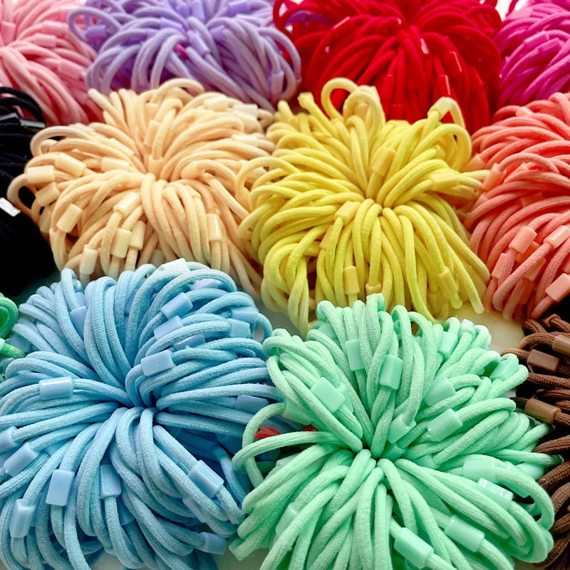 50/100pcs Elastic Hair Bands Girls Rubber Headbands With Resin Patch Base Children Hair Holder Bands DIY Hair Accessories