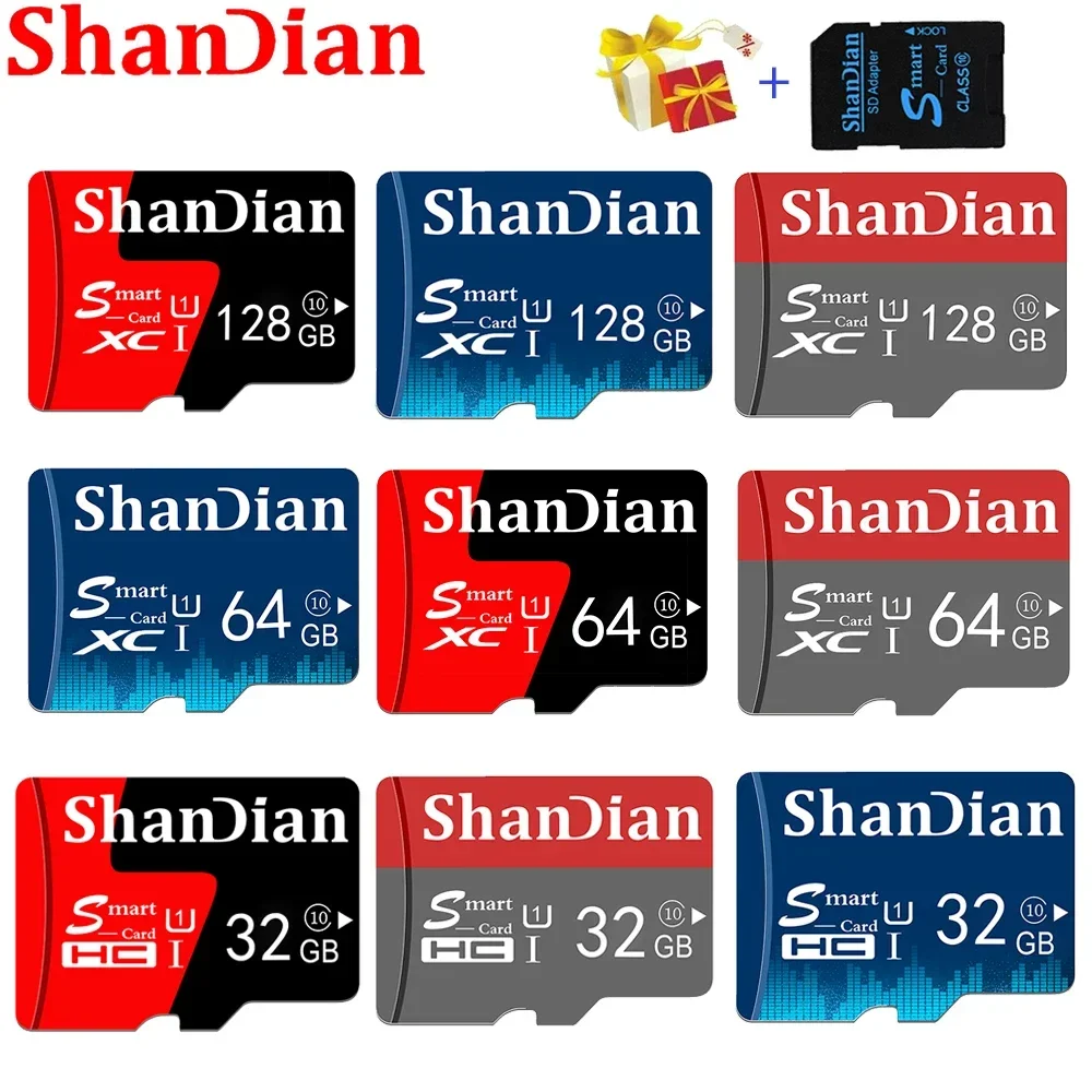 SHANDIAN High Speed Mini SD Memory Card 512GB Class 10 TF Flash USB Pen Drive Card 4GB 8GB 16GB 32GB 64GB 128GB for Smartphone