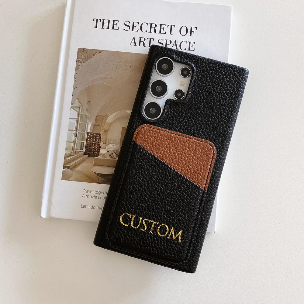 Leather Samsung Case Customized Name Engraving Letter for S24ultra S23PLUS A55 S22 A13 A54 Initials Personalized Cover