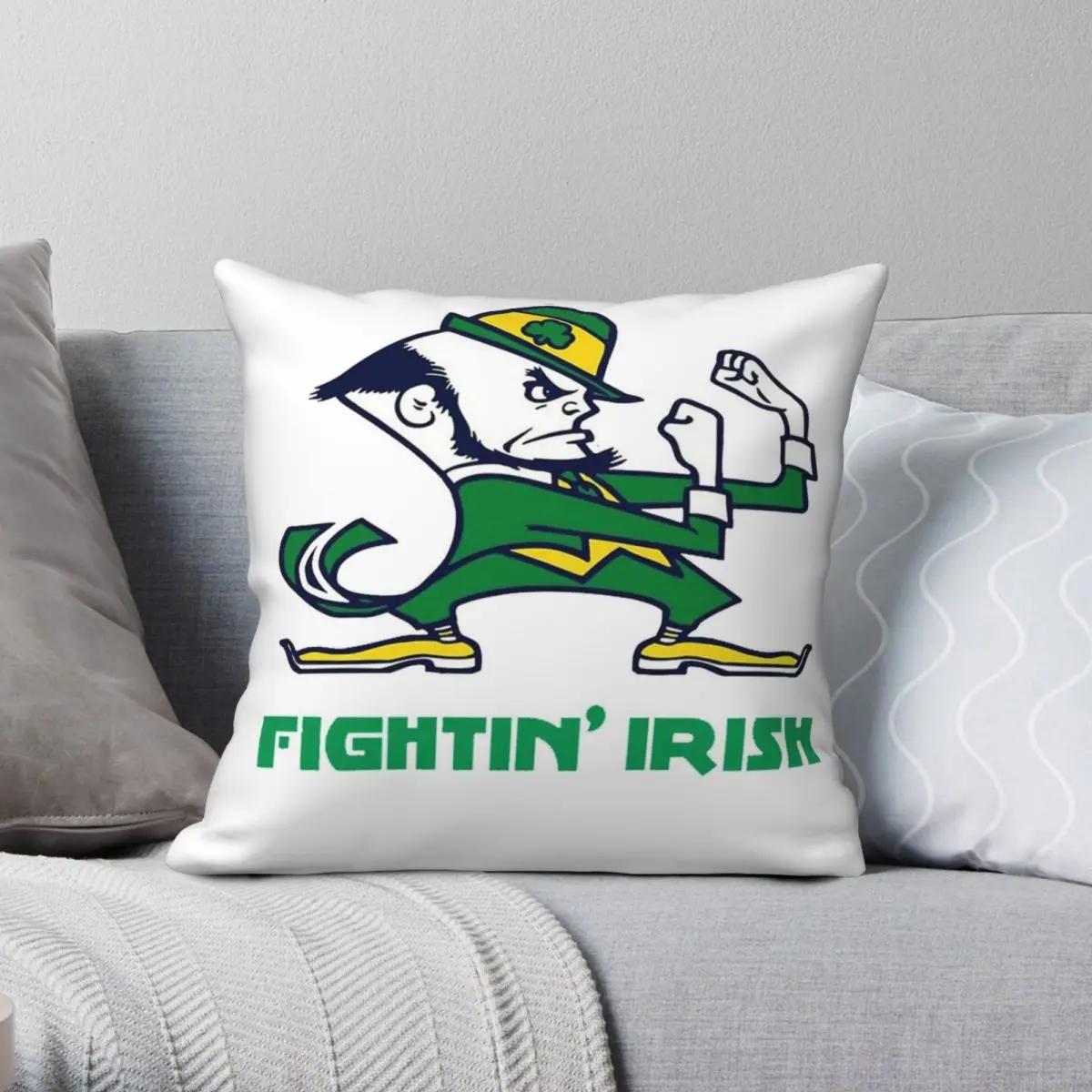 

Fightin Irish Square Pillowcase Polyester Linen Velvet Pattern Zip Decorative Throw Pillow Case Car Cushion Cover 18"