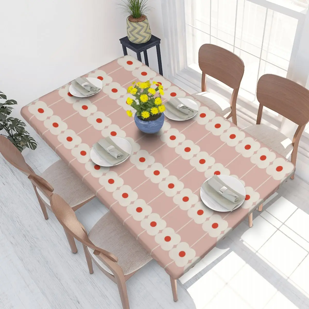 Custom Rectangular Waterproof Orla Kiely Table Cover Scandinavian Flowers Multi Stem Table Cloth 4FT Tablecloth for Dining