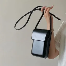 2024 Umhängetaschen mit Klappe für Damen, Mini-PU-Leder, Schultertaschen und Handtaschen für Mädchen, Damen, Telefon, einfache, solide Designer-Tasche