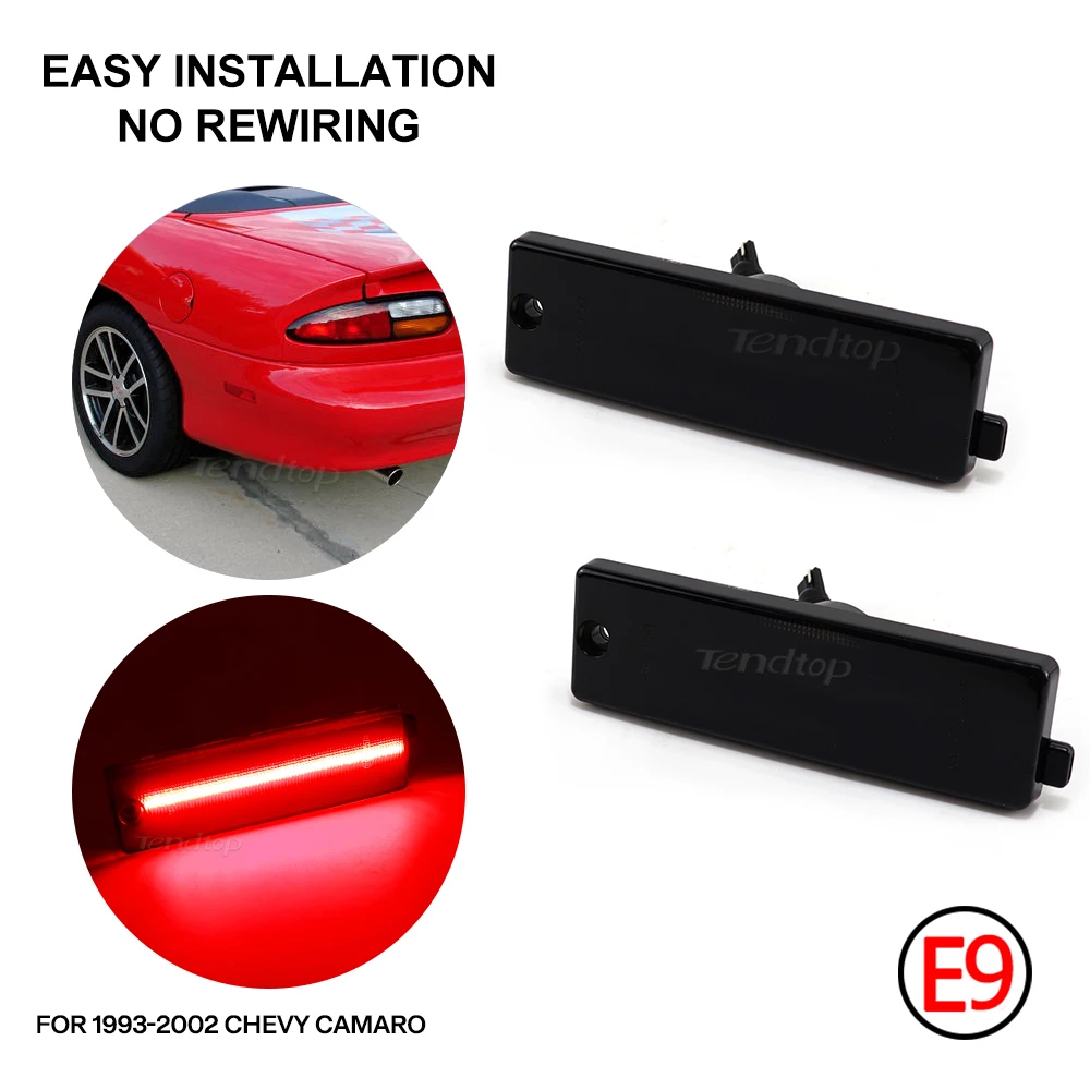 2Pcs Red LED Rear Side Marker Light Parking Lamps For Chevrolet Camaro 1993 1994 1995 1996 1997 1998 1999 2020 2001 2002