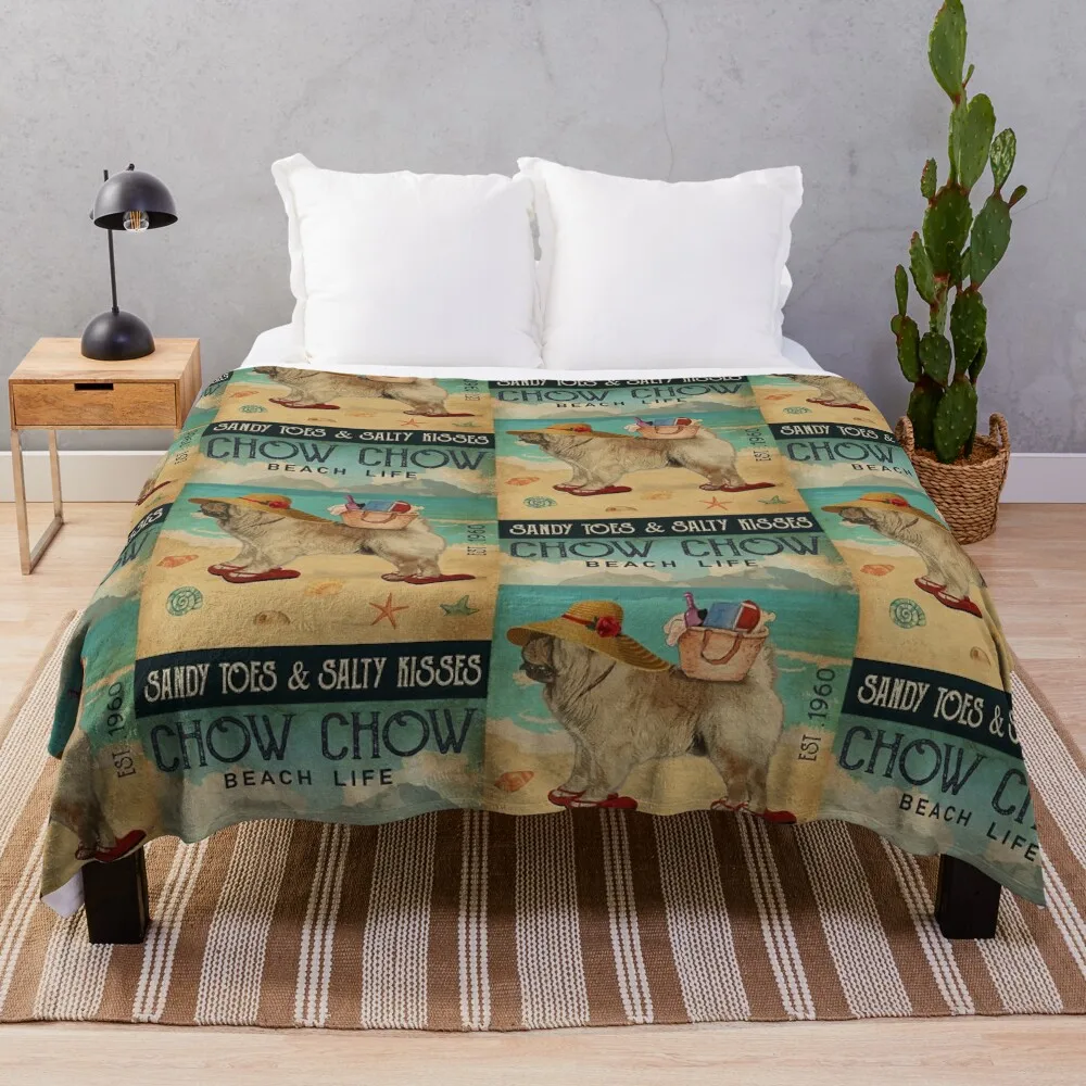 Beach Life Sandy Toes Chow Chow Throw Blanket Luxury Blankets For Bed halloween Blankets