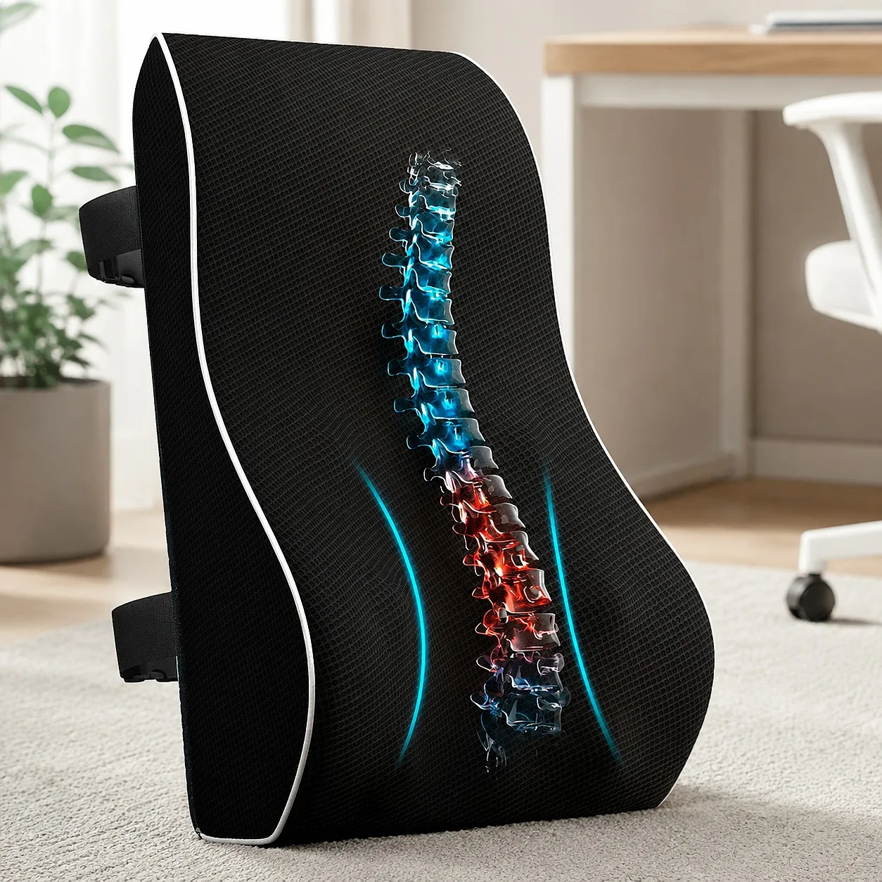 Cross-Border Car Lumbar Support Ergonomic Memory Foam Back Cushion for Office Chair Car Wheelchair