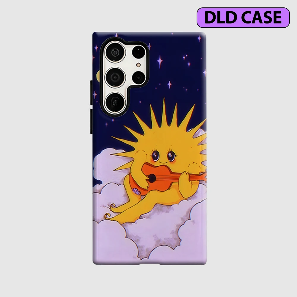 Sunny Night Guitar Phone Case for Samsung Galaxy S26 S25 Ultra S24 S23 Ultra Plus Shockproof Double Layer Tough Back Cover