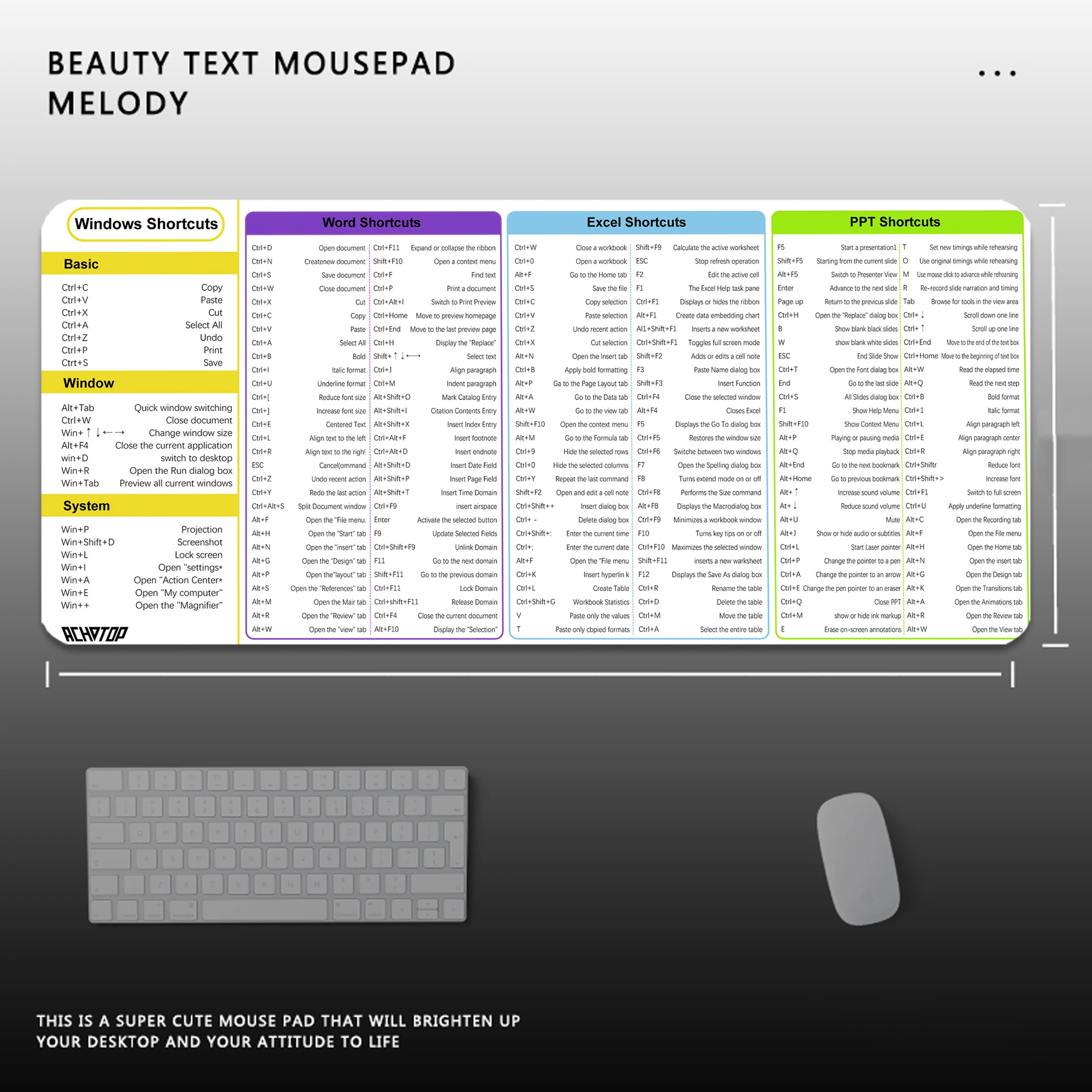 

Windows Shortcuts Mouse Pad Office Software Office Word Excel PowerPoint Shortcut Large Desk Pad Excel Shortcut Pattern Mousepad