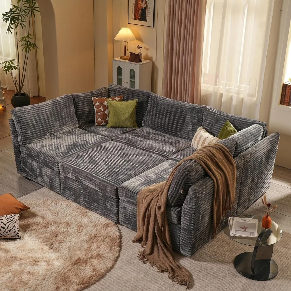 

Modular Sectional Sofa Cloud Couch - Comfy Oversized Sectional Couches for Living Room,Deep Seat Convertible Sleeper Sofa Bed