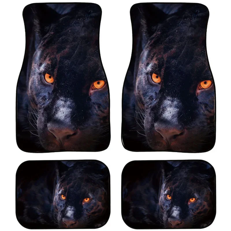 Animal Wolf Car Interior Rubber Cushion Waterproof Dustproof Material Full Set of 4PCs Car Floor Protective Mat for Vw