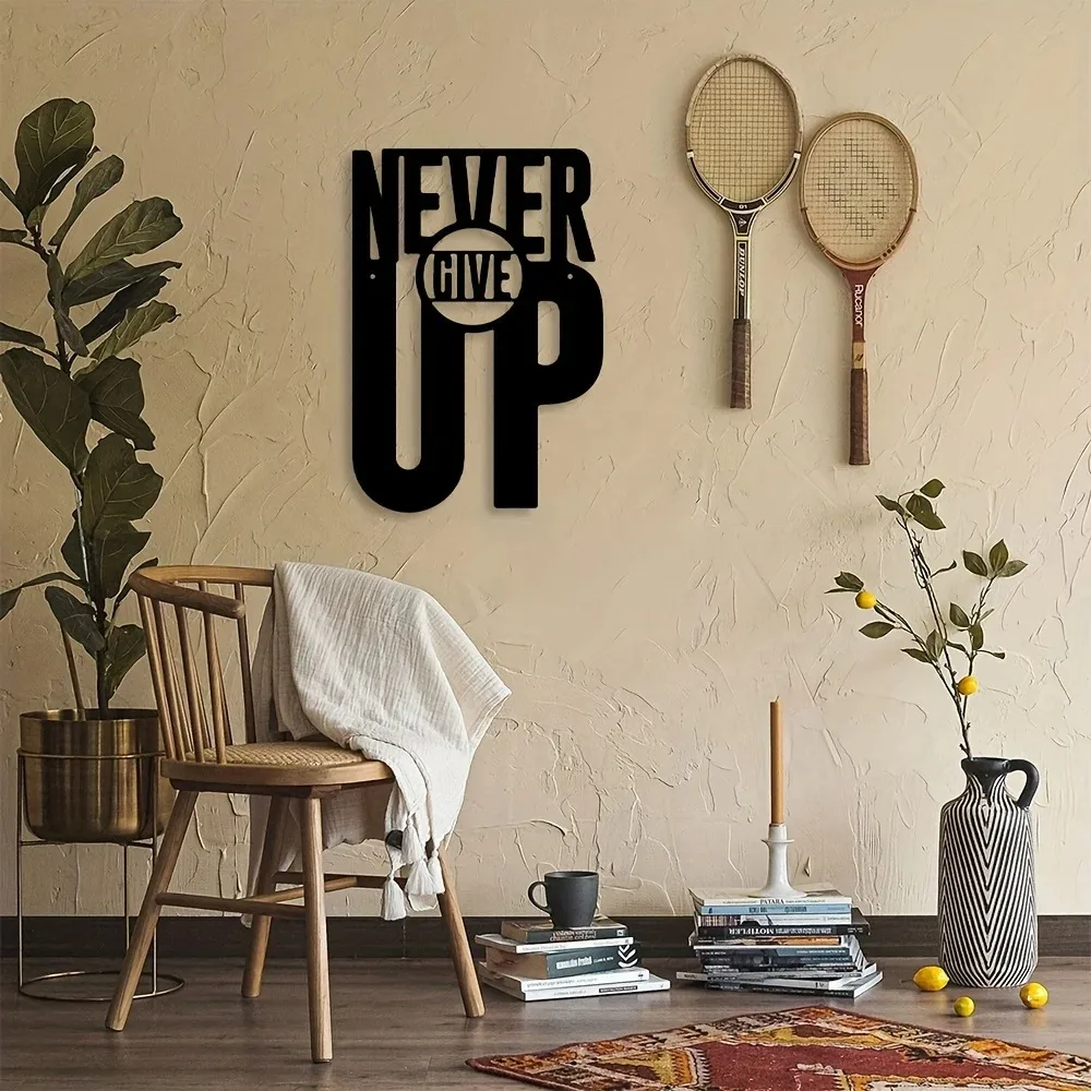 

Promotion Never Give Up Metal Wall Hanging Decor Metal Artwork Scene Decoration LivingRoom Study Room Wall Mounted Decor Holiday