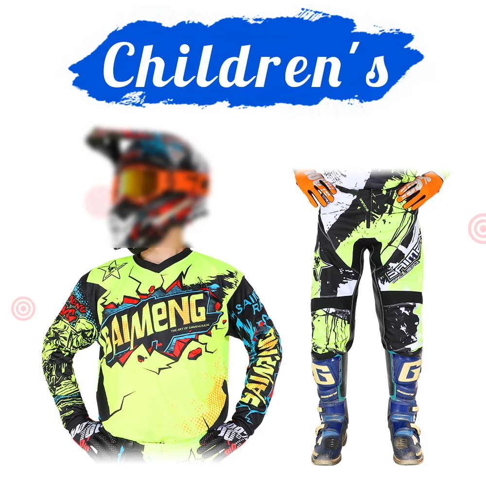 Motocross Gear Set para crianças, Dirt Bike, terno de corrida, Downhill Jersey, calças Kits, motocicleta, Off-Road, MX, BTT, meninos, meninas,