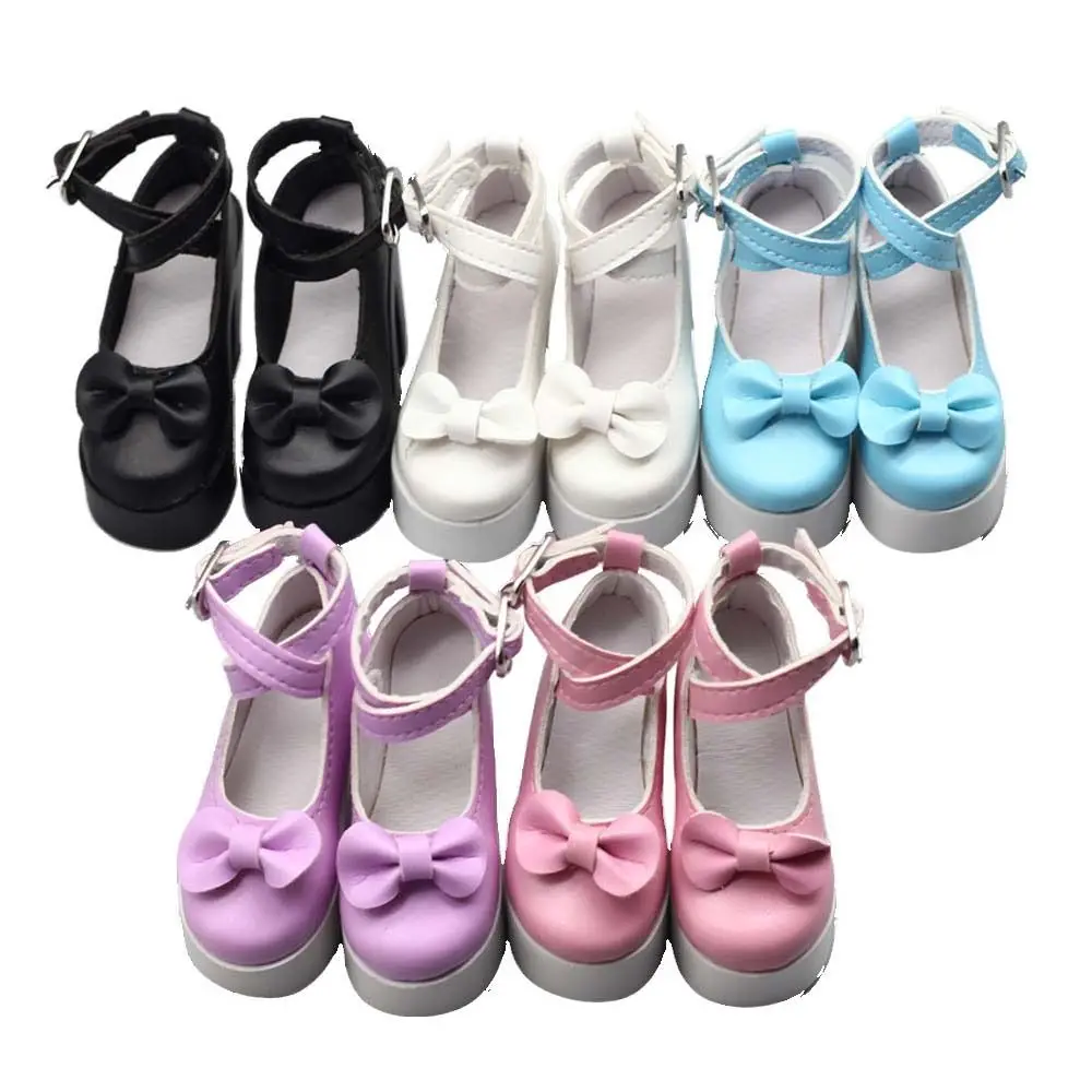 

PU Leather 60cm Doll Shoes Princess Bowknot Causal Wear Doll High Heel Shoes Doll Boots 7.8CM 1/3 Doll Shoes Girls Gift