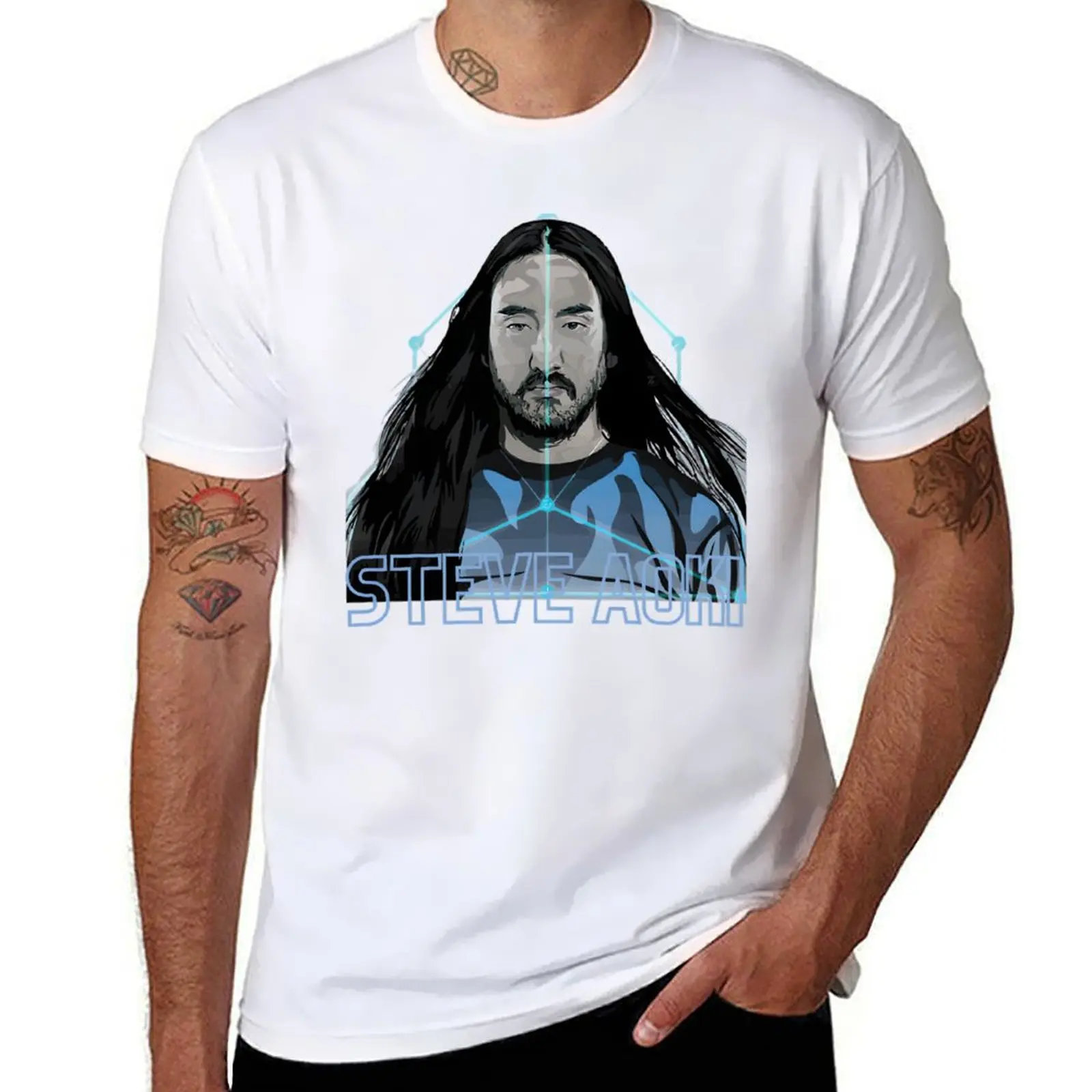 

house aoki electro shirts t dj music cotton - t man cotton shirts steve soft man electro T-Shirt for