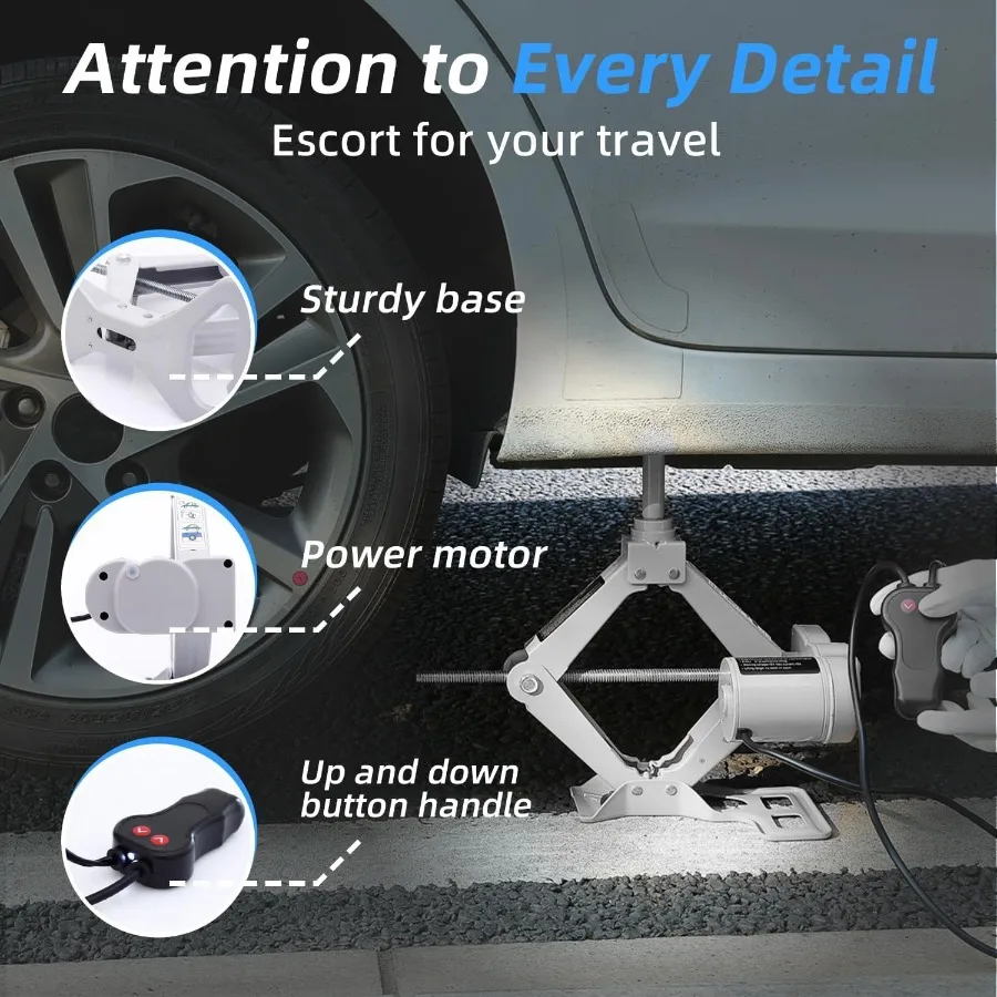Conjunto de cric de piso de tesoura 3t 12v kit de elevação automática de veículo para mudança de pneu de emergência de estrada compacto e portátil ferramenta de reparo de carro su