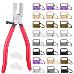 Key Fob Hardware 18PCS Lanyard Keychain Hardware with Key Fob Pliers Tool for Keychain and Wristlet Clamp Hardware Supplies