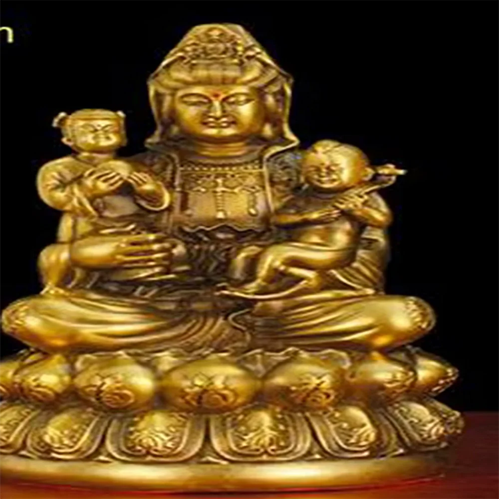 

Gifted Son Guanyin Family Sitting Lotus Bodhisattva Nanhai Guanyin Peace Worship Buddha Offering Decoration