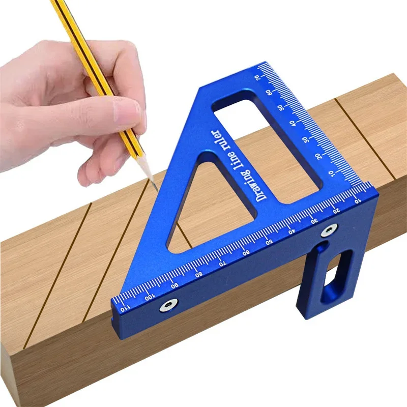 Woodworking Ruler Square Layout Miter Triangle Ruler 45 Degree 90 Degree Metric Gauge Protractor Measuring Tool Woodworking Tool