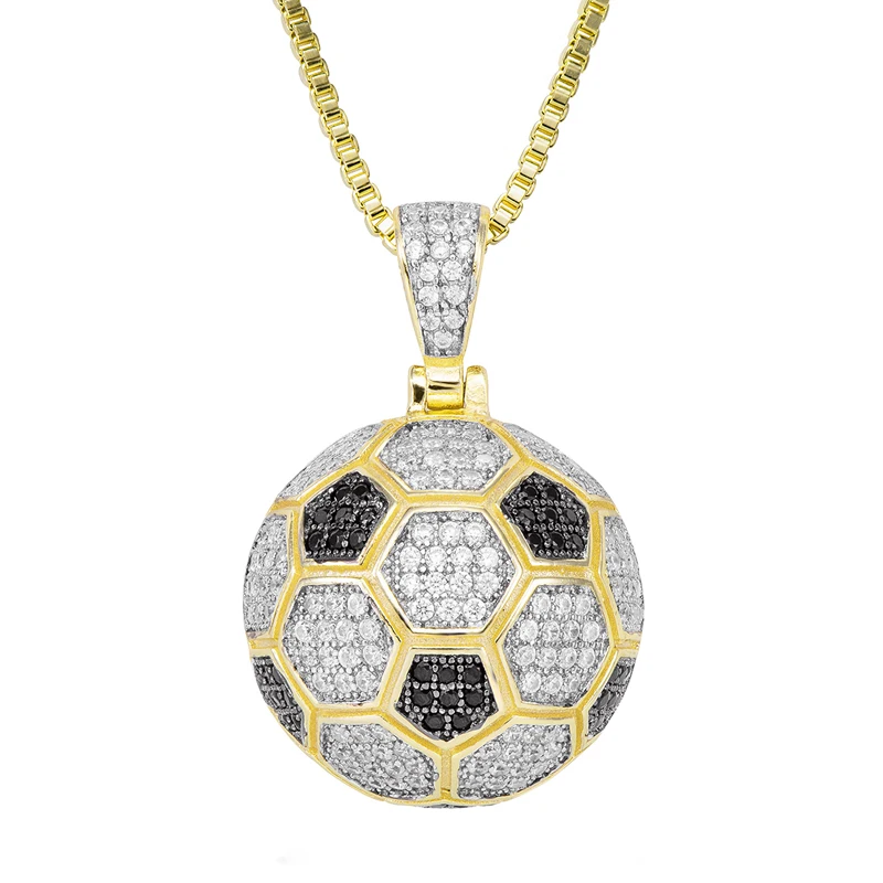 

VANAXIN Football Pendant Necklace Hip Hop CZ Bling Iced Out Jewelry Accessory Paved Zircon for Men Women